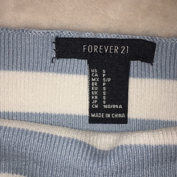 forever 21 stripped off the shoulder crop top - Picture 3 of 3